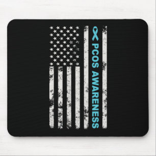 Maand van het Turquoise Lint Amerikaanse Vlag Mann Muismat