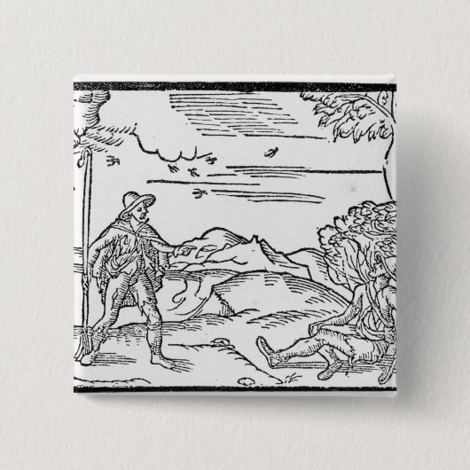 Maand van september "The Shepheardes Calender" Vierkante Button 5,1 Cm (Voorkant)