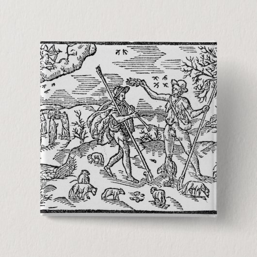 Maand van september "The Shepheardes Calender" Vierkante Button 5,1 Cm (Voorkant)