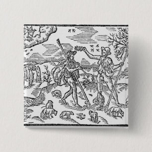 Maand van september "The Shepheardes Calender" Vierkante Button 5,1 Cm