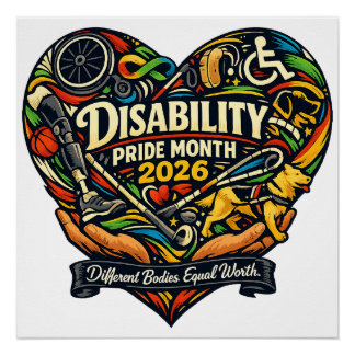 Maand van trots op een beperking 2026 Hartontwerp Perfect Poster