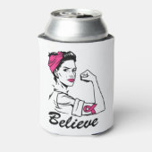 Maand voor borstkanker Vrouwen geloven roze Blikjeskoeler (Blikje Achterkant)