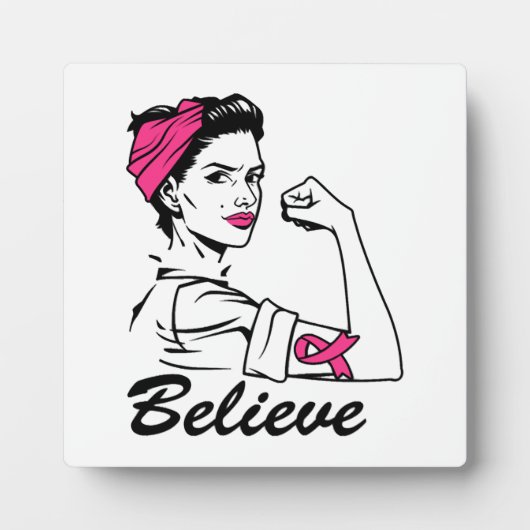 Maand voor borstkanker Vrouwen geloven roze Fotoplaat (Voorkant)