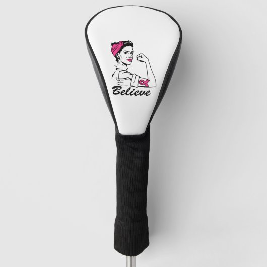 Maand voor borstkanker Vrouwen geloven roze Golfheadcover (Voorkant)