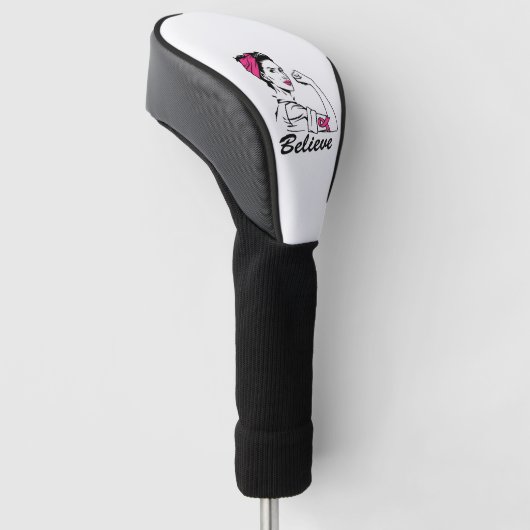 Maand voor borstkanker Vrouwen geloven roze Golfheadcover (Schuin)