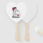 Maand voor borstkanker Vrouwen geloven roze Handwaaier (Voorkant en achterkant)