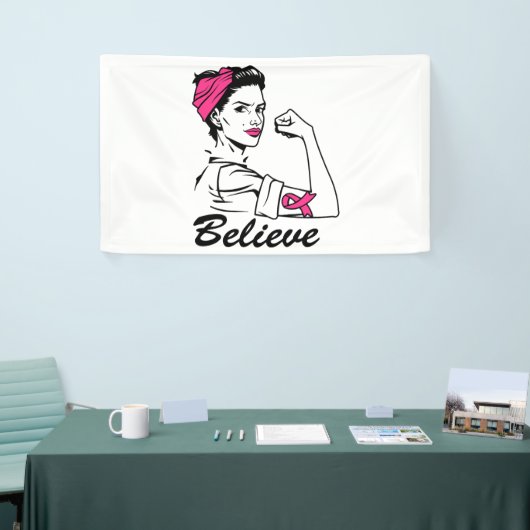 Maand voor borstkanker Vrouwen geloven roze Spandoek (Beurs)