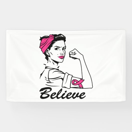 Maand voor borstkanker Vrouwen geloven roze Spandoek (Horizontaal)