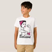 Maand voor borstkanker Vrouwen geloven roze T-shirt (Voorkant volledig)