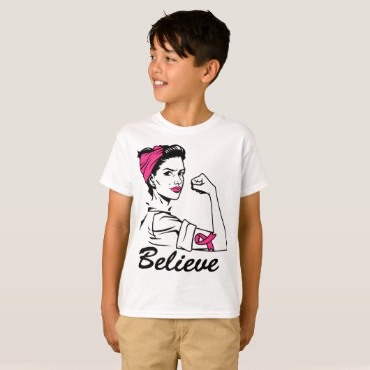Maand voor borstkanker Vrouwen geloven roze T-shirt (Voorkant volledig)