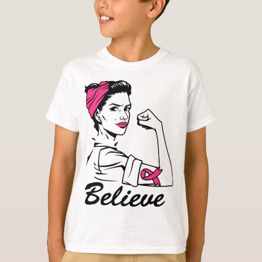 Maand voor borstkanker Vrouwen geloven roze T-shirt (Voorkant)
