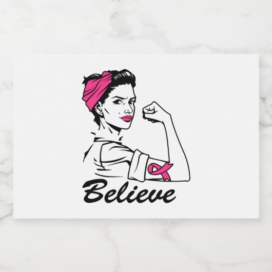 Maand voor borstkanker Vrouwen geloven roze Voedselcontainer Etiket (Enkel label)