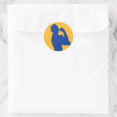 Maand vrouwengeschiedenis Rosie Riveter Navy/Gold Ronde Sticker (Tas)