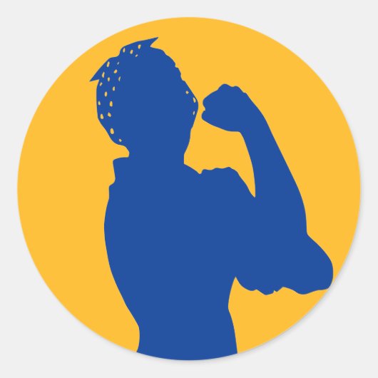 Maand vrouwengeschiedenis Rosie Riveter Navy/Gold Ronde Sticker (Voorkant)