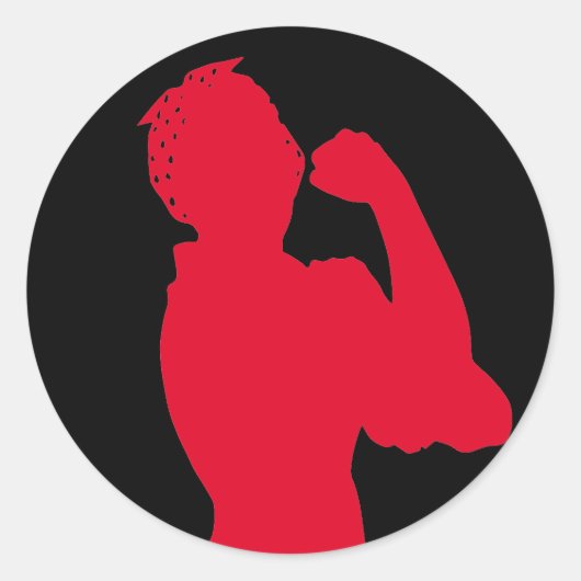 Maand vrouwengeschiedenis Rosie Riveter Red/Black Ronde Sticker (Voorkant)