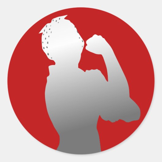 Maand vrouwengeschiedenis Rosie Riveter Scarlet/Gr Ronde Sticker (Voorkant)