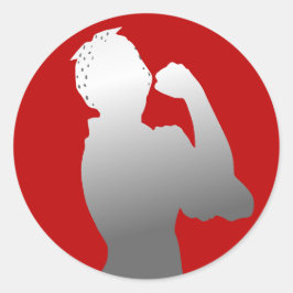 Maand vrouwengeschiedenis Rosie Riveter Scarlet/Gr Ronde Sticker