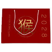 Maandag 2028 Goudreliëfsymbool L Gift Bag Groot Cadeauzakje (Voorkant)