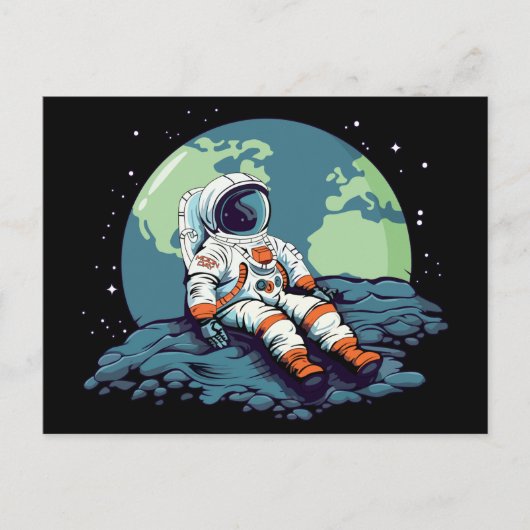 Maandag, Astronaut op de Maan Briefkaart (Voorkant)