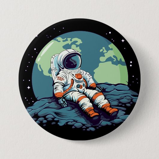 Maandag, Astronaut op de Maan Ronde Button 7,6 Cm (Voorkant)