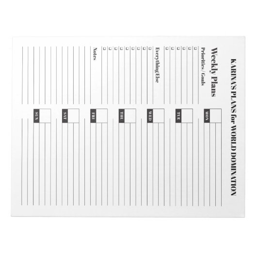 Maandag begin wekelijks Blocnote Functioneel Lined (Voorkant)