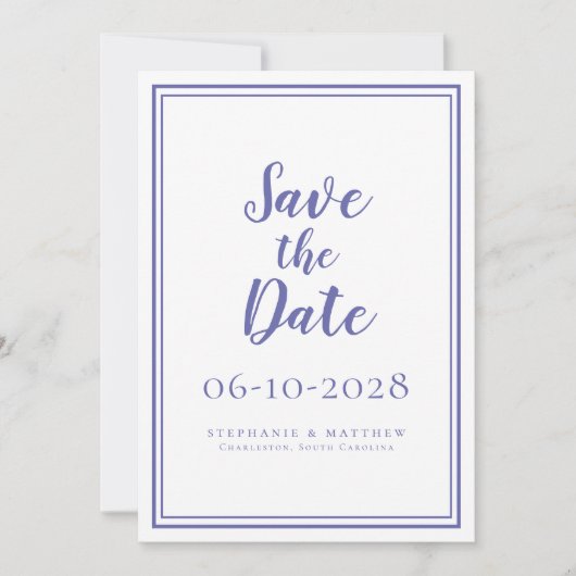 Maandag Blauw Trouw Minimalistisch Save The Date (Voorkant)