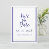 Maandag Blauw Trouw Minimalistisch Save The Date (Staand voorkant)
