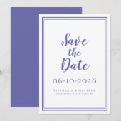 Maandag Blauw Trouw Minimalistisch Save The Date (Voorkant / Achterkant)