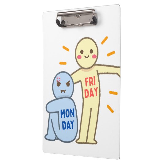 Maandag Blues vs Friday Vibes – Comic Mood Doodles Klembord (Links)