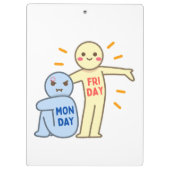 Maandag Blues vs Friday Vibes – Comic Mood Doodles Klembord (Achterkant)