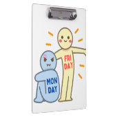 Maandag Blues vs Friday Vibes – Comic Mood Doodles Klembord (Rechts)