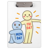 Maandag Blues vs Friday Vibes – Comic Mood Doodles Klembord (Voorkant)