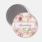 Maandag Dag van de Week Organisator Floral Magnet (Voorkant / Achterkant)