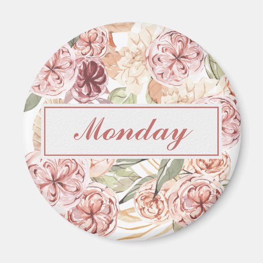 Maandag Dag van de Week Organisator Floral Magnet (Voorkant)