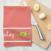 Maandag Dag van de Week Zonnebloem Keukenhanddoek (Quarter Fold)