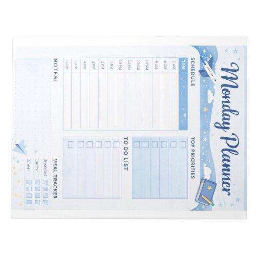 Maandag Dagelijkse Planner Printbaar Notitieblok (Voorkant)