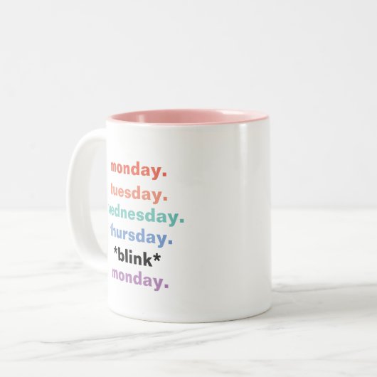 Maandag Dinsdag Weekdagen Funny Humor Tweekleurige Koffiemok (Voorkant links)