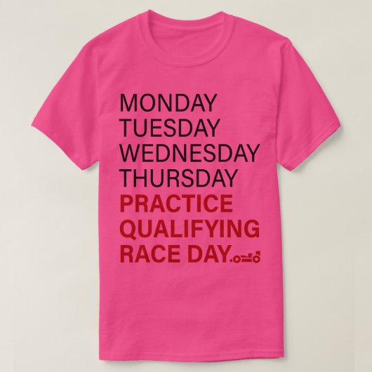 Maandag Dinsdag Woensdag Donderdag Oefeningskwalif T-shirt (Design voorkant)