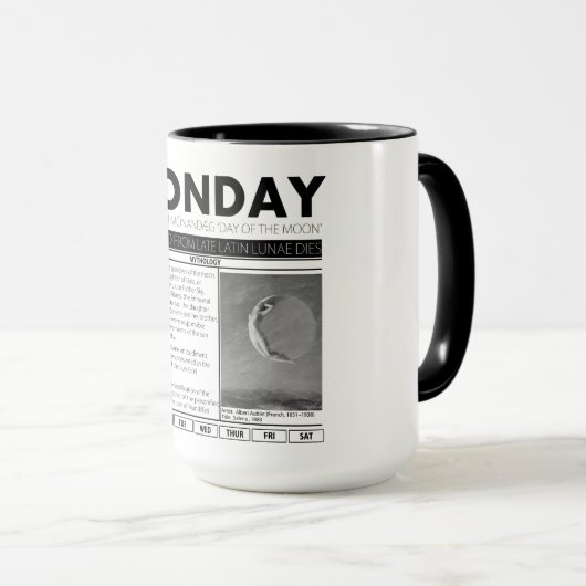 MAANDAG EN DE MYTH ACHTER:  één van de zeven beker Mok (Voorkant rechts)