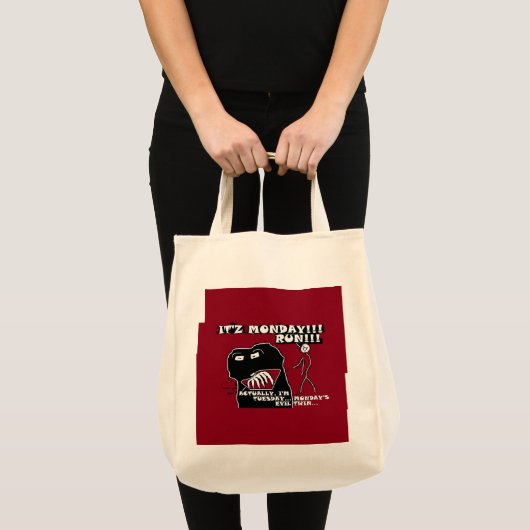 Maandag en z'n boosdoener Dinsdag Ren. Funny Carry Tote Bag (Voorkant (product))
