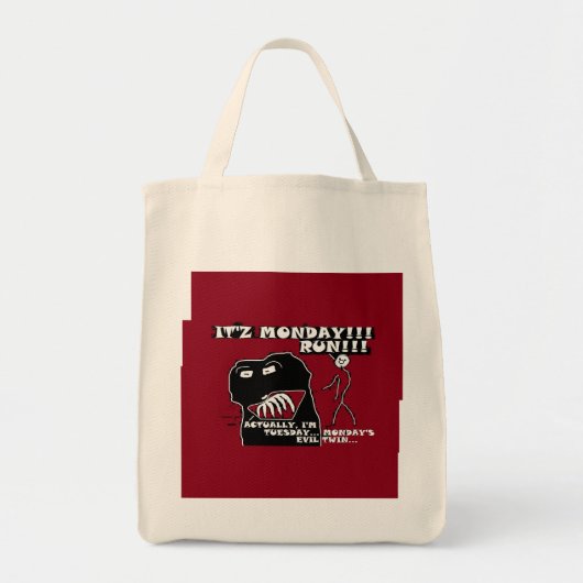 Maandag en z'n boosdoener Dinsdag Ren. Funny Carry Tote Bag (Voorkant)