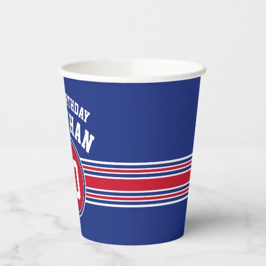 Maandag feestdagen - Rode Blauw Papieren Bekers (Links)