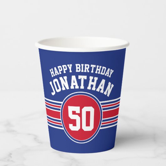 Maandag feestdagen - Rode Blauw Papieren Bekers (Voorkant)