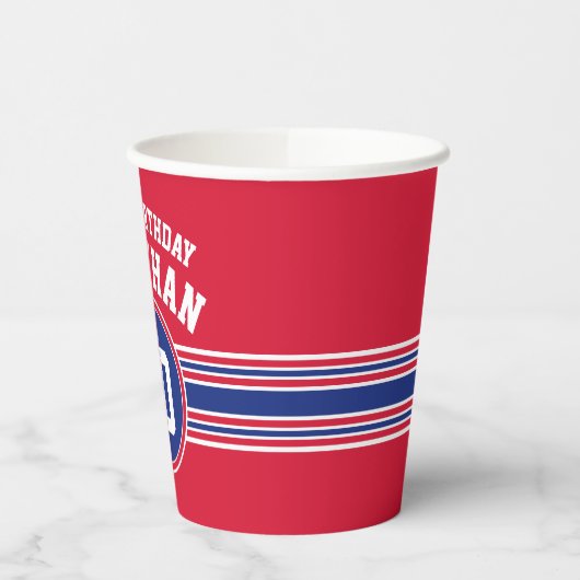 Maandag feestdagen - Rode Blauw Papieren Bekers (Links)