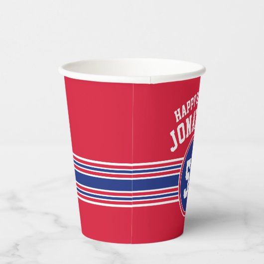 Maandag feestdagen - Rode Blauw Papieren Bekers (Rechts)