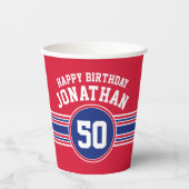 Maandag feestdagen - Rode Blauw Papieren Bekers (Voorkant)