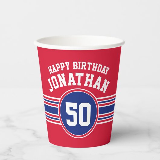 Maandag feestdagen - Rode Blauw Papieren Bekers (Voorkant)