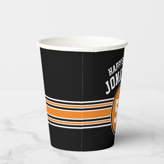 Maandag feestelijke staven en leeftijd - Oranje zw Papieren Bekers (Rechts)
