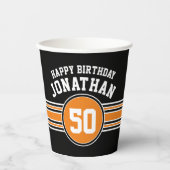 Maandag feestelijke staven en leeftijd - Oranje zw Papieren Bekers (Voorkant)