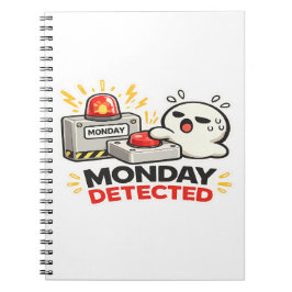Maandag Gedetecteerd - Grappig Schattig Moe Karakt Notitieboek